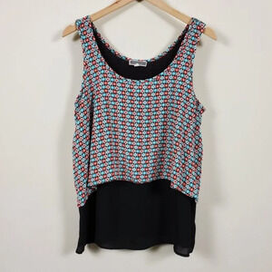 Pleioni Sleeveless Top Contrasted Layers Black Red Teal Woman S‎